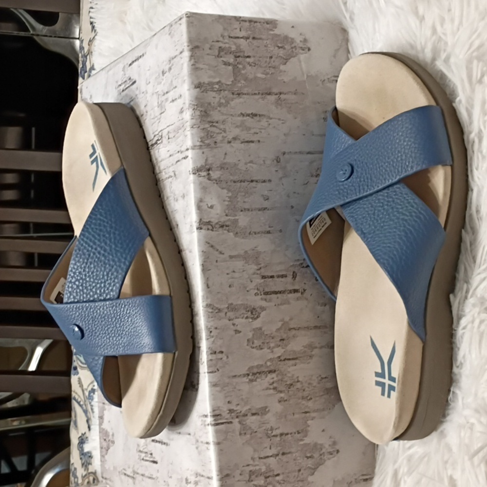 KURU Blue Breeze Women's Leather Orthopedic Sandals Sandals In Blue 8M